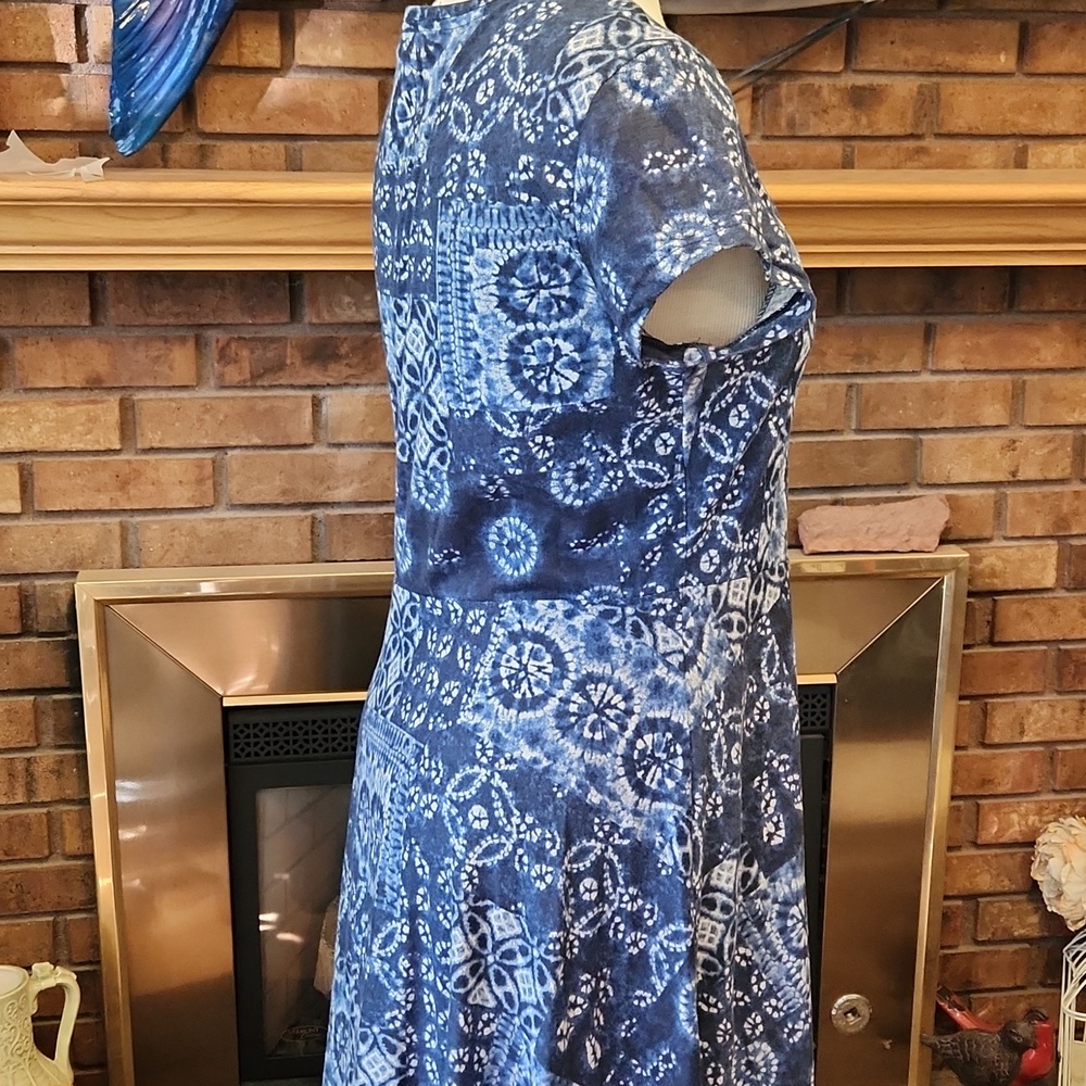 Chaps Blue and White Maxi Dress 100% Cotton Summer Dress Flowy Spring Easter - Picture 9 of 16
